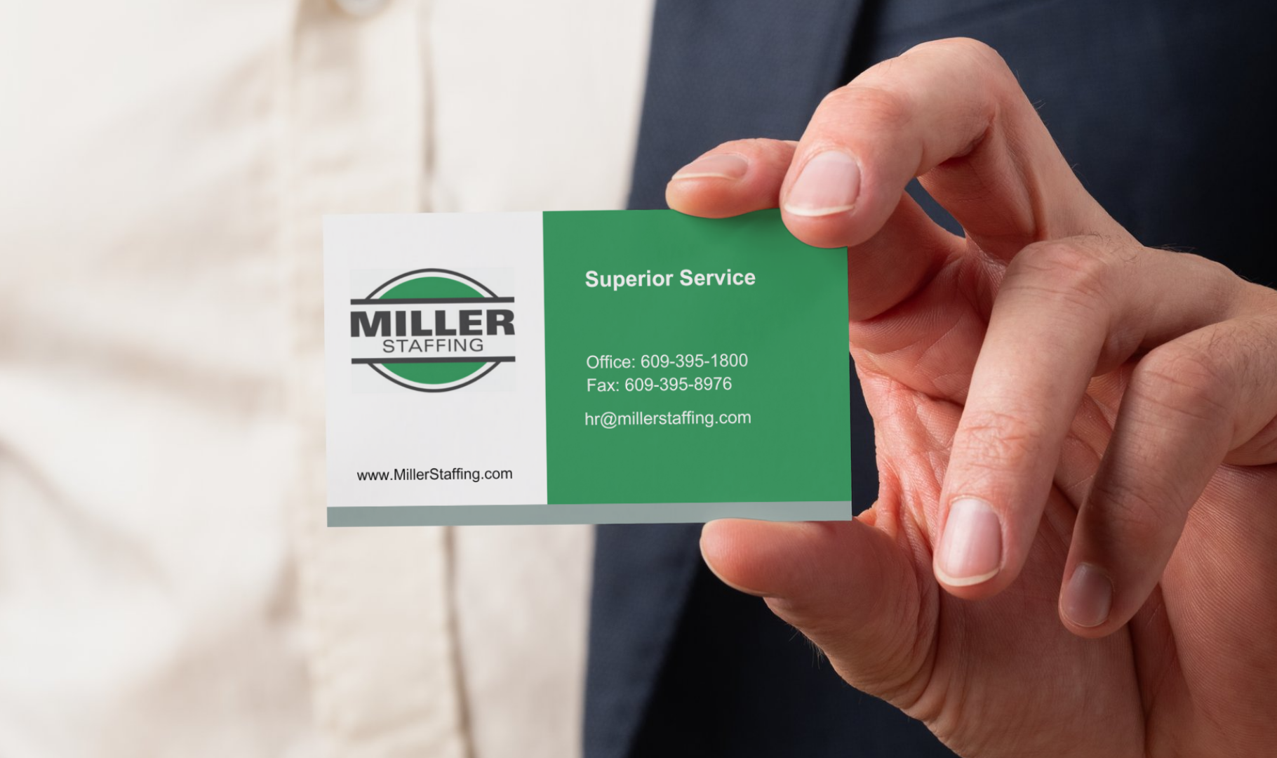 miller staffing our philosophy business card mockup